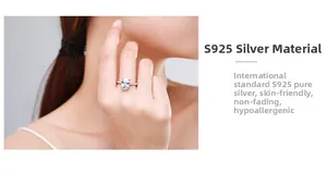 Vue détaillée d'une bague en argent 925 avec un oxyde de zirconium ovale de 3 carats