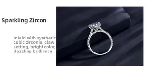 Détail de la bague en argent s925 avec zircon ovale de 3 carats et sertissage à griffes