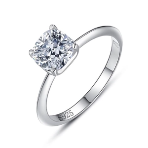 S925 sterling silver square cut 1 carat cubic zirconia engagement ring for women