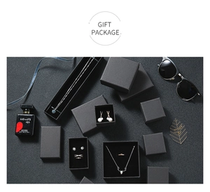 Elegant black jewelry gift box set with sponge inserts for rings and necklaces