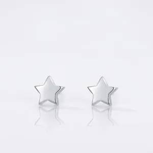 Boucles d'Oreilles Clous Étoile en Argent Sterling 925 Pour Femme Minimaliste Forme d'Étoile Polie Bijoux Mode Cadeau