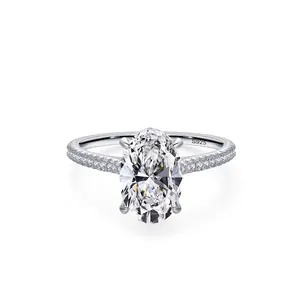 Bague en Argent Sterling 925 Avec Strass Taille Ovale Pour Femmes Sertissage Pavé Fiançailles Mariage Anniversaire Bijoux Bague