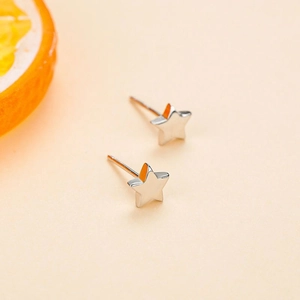 Boucles d'oreilles puces étoile minimalistes en argent S925 avec finition polie pour femme