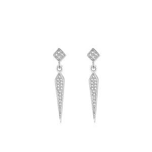 925 Sterling Silver Geometric Spike Drop Earrings Micro Pave Rhinestone Dangle Earrings For Women Minimalist Fashion Jewelry
