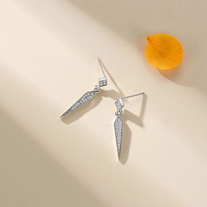 S925 sterling silver geometric drop earrings featuring sparkling micro-pave zircons