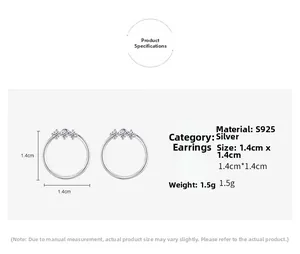 Detailed S925 silver hoop earrings specifications with 1.4cm size and 1.5g weight details
