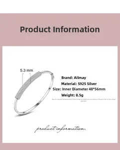 Detailed view of S925 sterling silver bamboo bangle with micro-pave cubic zirconia accents