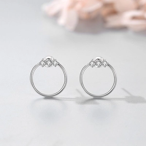 Minimalist S925 sterling silver hoop earrings with micro-set zircon accents and polished finish