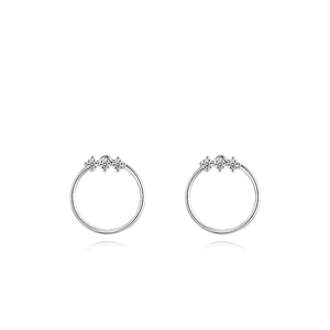 Elegant s925 silver hoop earrings featuring three small vertically inlaid zircons