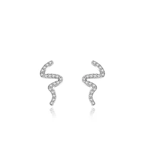 925 Sterling Silver Snake Stud Earrings With Zirconia Stones Micro Pave Animal S-Shape Earring For Women Fashion Jewelry Gift