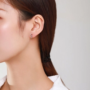 Elegant s925 silver snake-shaped stud earrings with micro-set shimmering cubic zirconia