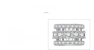Gros plan du pendentif en argent avec trois rangées de cristaux sertis et finis polis
