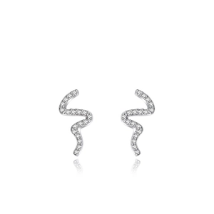 Sparkling S925 sterling silver snake earrings featuring brilliant pave cubic zirconia studs