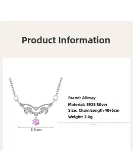 Macro detail of S925 sterling silver necklace with pink stone and 2.0cm pendant width