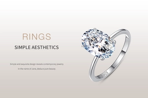 Macro detail of S925 sterling silver ring featuring a 3-carat oval-cut solitaire stone