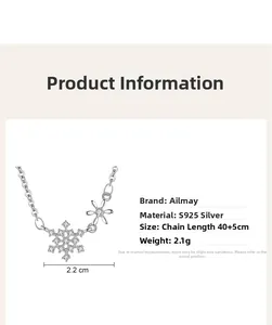 Détails du collier flocon de neige en argent S925 avec une chaîne de 40+5cm de long
