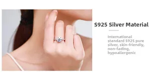 Macro detail of S925 sterling silver six-prong ring with a 2-carat round diamond on finger