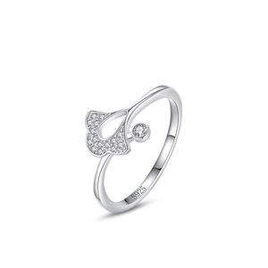 Bague élégante en argent sterling S925 en forme d'éventail sertie de diamants pour femme