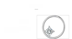 Macro detail of S925 sterling silver ring with princess cut cubic zirconia and triple polishing