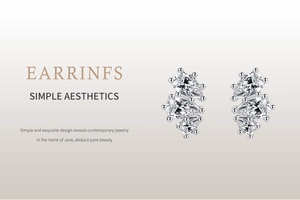Gros plan de boucles d'oreilles goutte en argent 925 avec amas de zircons scintillants