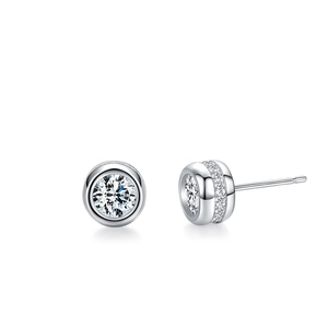 Classic S925 sterling silver bubble stud earrings featuring brilliant micro-pave crystals