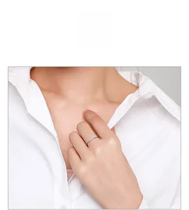 Slim S925 sterling silver wavy ring for women featuring micro-pave white zircons