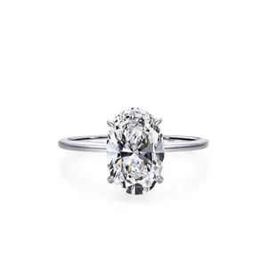 Luxury 925 Sterling Silver Oval Cut Zirconia Ring Minimalist Electroplated Polished Women Finger Ring Engagement Wedding Jewelry Gift