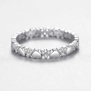 Bague cœur minimaliste en argent sterling S925 avec zircons cubiques micro-pavés élégante
