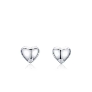 925 Sterlingsilber Herz Ohrstecker Schlicht Poliert Frisch Süß Herzförmig Silber Schmuck Für Damen