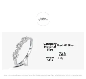 Detailed specs of S925 silver wave ring with 0.36cm width and 1.54g weight data