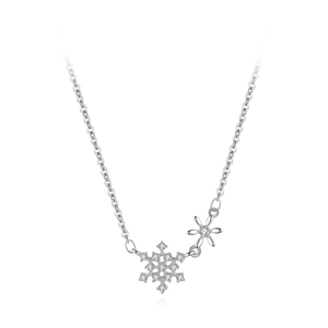 Collier en argent sterling S925 avec pendentif flocon de neige et zircons scintillants