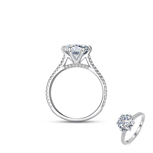Luxurious S925 sterling silver six-prong engagement ring with 2 carat cubic zirconia