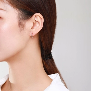 Boucles d'oreilles créoles géométriques en forme de C en argent S925 pour femmes
