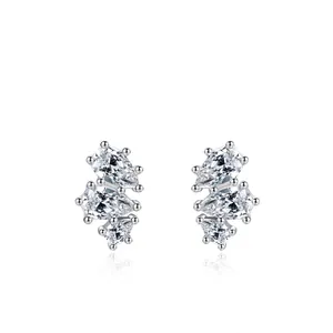 Boucles d'Oreilles Clous en Forme de Goutte Argent Sterling 925 Pour Femme Zirconia Incrusté Bijoux Minimaliste Cadeau
