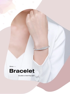 Detail shot of s925 silver plated bracelet with sparkling rows of cubic zirconia