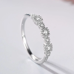 Minimalist S925 sterling silver ring featuring five sparkling round zircon stones