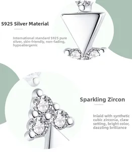 Macro detail of S925 sterling silver necklace pendant with sparkling cubic zirconia inlay