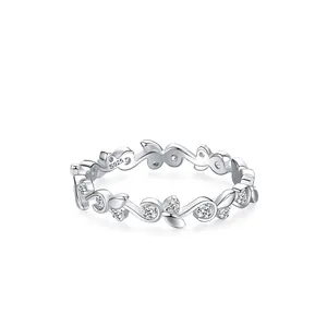 925 Sterling Silver Flower Vine Ring Micro Inlaid Zirconia Minimalist Adjustable Finger Ring Elegant Jewelry Gift For Women