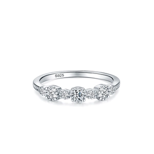 Minimalist S925 sterling silver ring with seven sparkling round zircon stones