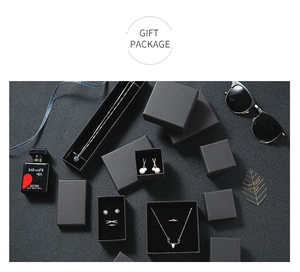 Elegant black jewelry gift box set with plush lining showing premium necklace and ring