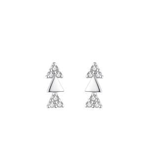 Elegant s925 silver triangle stud earrings with sparkling cubic zirconia crystals