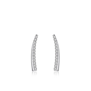 Elegant s925 silver curved bar stud earrings featuring sparkling round zircons