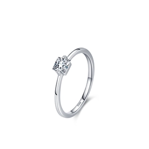 Bague minimaliste en argent sterling 925 avec oxyde de zirconium carré taille princesse
