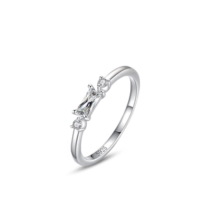 Bague en argent sterling S925 avec pierre centrale rectangulaire et zircons