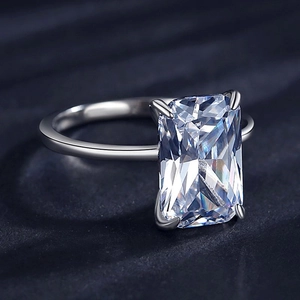 Luxurious S925 sterling silver ring featuring a large emerald cut cubic zirconia stone