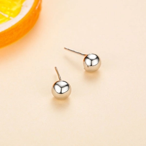 Minimalist S925 sterling silver bubble stud earrings with polished round mirror finish