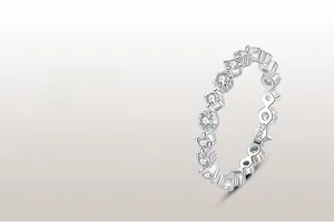 Detail of S925 sterling silver ring featuring a row of sparkling round-cut zircon stones