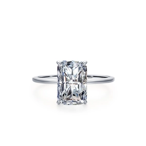Luxurious S925 sterling silver ring featuring a radiant cut rectangular zircon stone