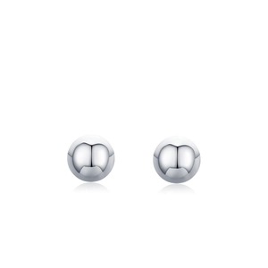 Minimalist S925 sterling silver ball stud earrings with polished mirror finish for women