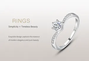 Detail van de S925 zilveren ring met zes-potige zetting en het officiële zilvermerkje